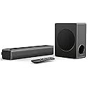 GEOYEAO Sound bar with subwoofer, 100W 2.1 ch soundbar w/Dolby Atmos Surround Sound System, 3D Bass Adjustable Home Theater Bluetooth TV Speaker