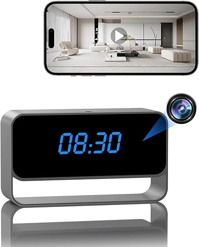 DuboCam Mini WiFi Camera with Clock - Full HD 1080P - Wireless Nanny Cam for Home Office Security - Strong Night Vision - Cloud Storage