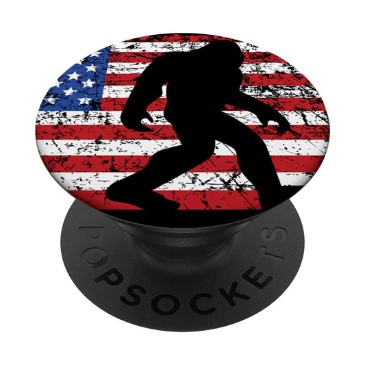 American Flag Bigfoot Black PopSockets Stand for Smartphones and Tablets PopSockets Adhesive PopGrip