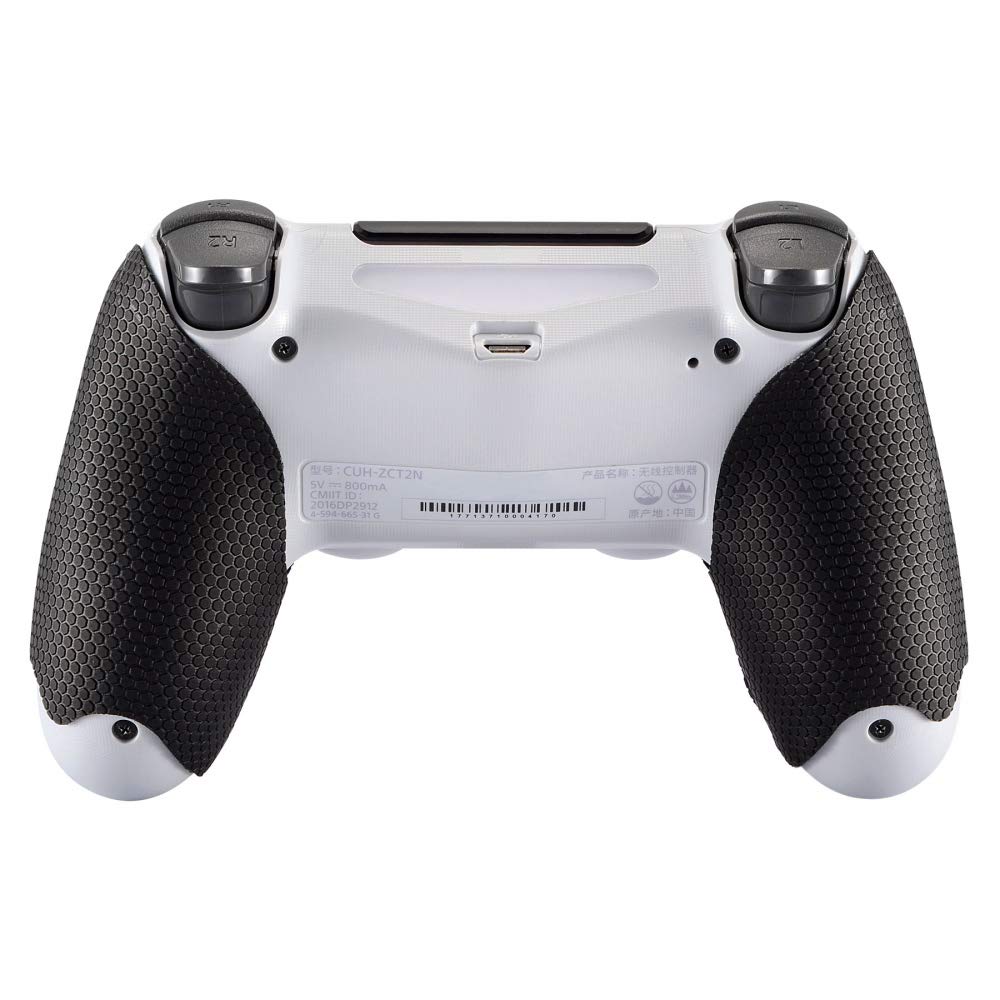 eXtremeRate Black Anti-Skid Sweat-Absorbent Controller Grips for ps4 Controller, Professional Textured Soft Rubber Handle Grips for ps4 Slim Pro
