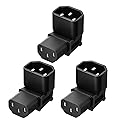 Vellcon [3Pack] IEC 320 C14 to C13 Right Angle AC Adapter, IEC 3Pole Male to Female 90Degree Down Angle AC Converter, C14 to C13 Vertical Down Angle…