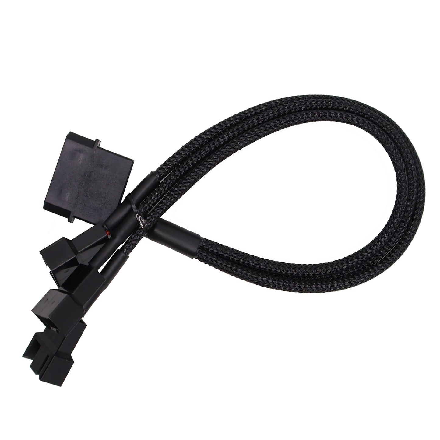 2Pcs PMW Fan Splitter Cable 4Pin to 3Pin/4Pin PC Case Fan D Type Sleeved Adapter Cable 1 to 3 PMW Fan Splitter Extension Power Cable Power Adapter