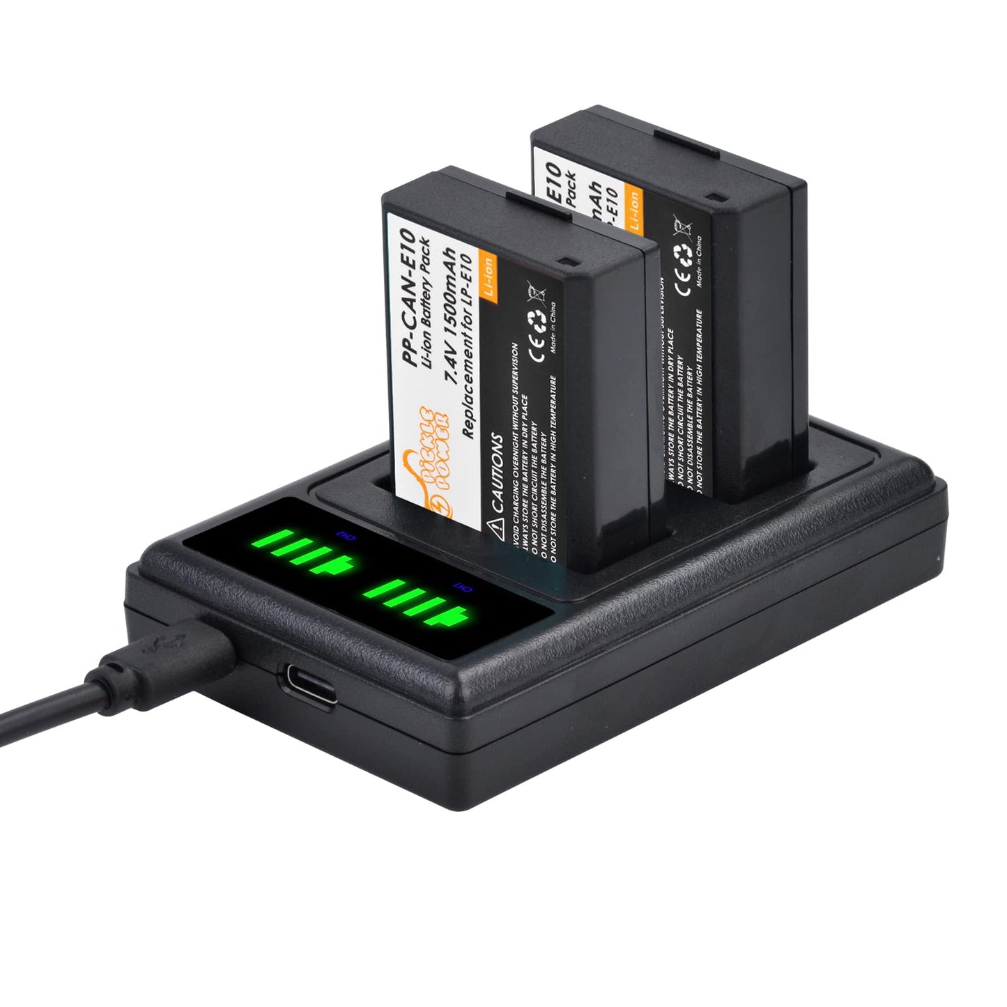 Pickle Power LP-E10 Battery 2-Pack and LED Dual Charger for Canon EOS Rebel T7 T6 T5 T3 T100, EOS 2000D, 3000D, 4000D, 1200D 1100D 1300D 1500D, KISS