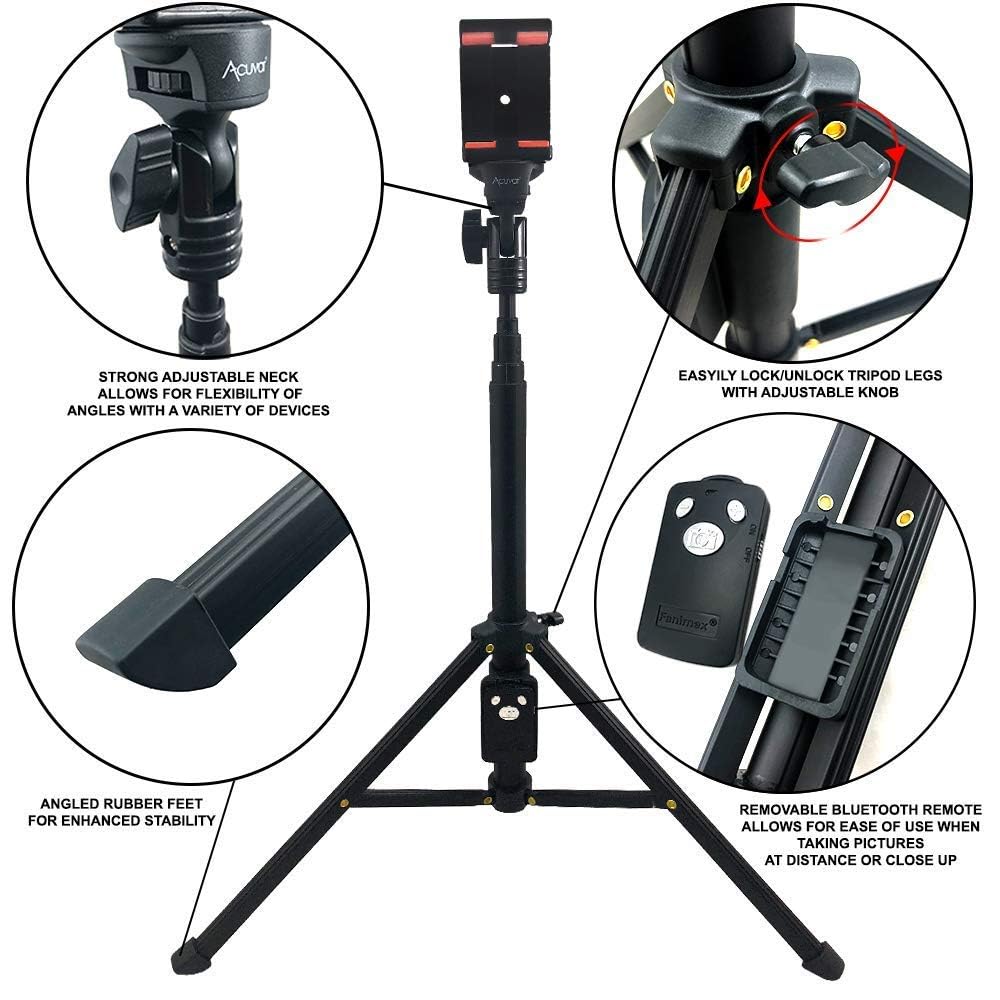 Acuvar Inch Elite Series Professional Heavy Duty Tripod Tall Adjustable DSLR Camera & Camcorder Tripod Stand -Stable Aluminum (54" Inch)