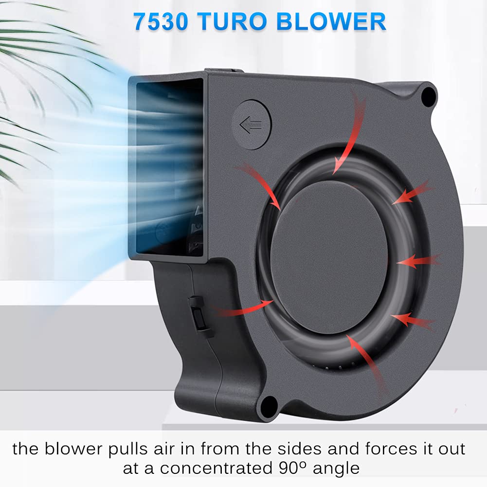 GDSTIME 75mm x 30mm 7530 DC 12 Volt Brushless Turbo Blower Cooling Fan 2Pin