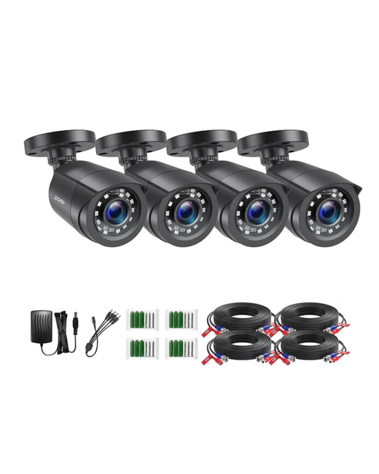 ZOSI 4 Pack 2MP 1080p HD-TVI Home Security Camera Outdoor Indoor 1920TVL, 24PCS LEDs, 80ft Night Vision, 90°View Angle, Weatherproof Outside