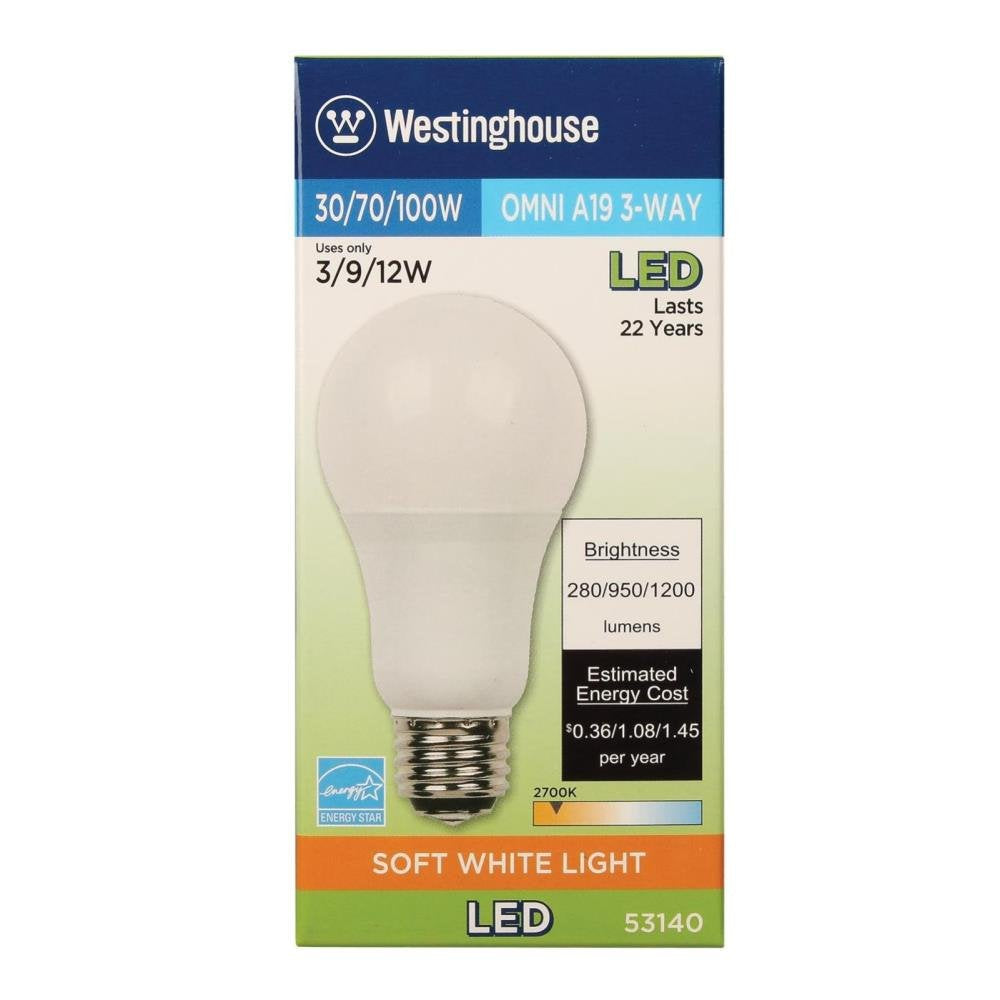 Westinghouse 5314020 30/70/100-Watt Equivalent Omni A19 3-Way Soft White Energy Star LED Light Bulb with Medium Base (6-Pack), 6 Count