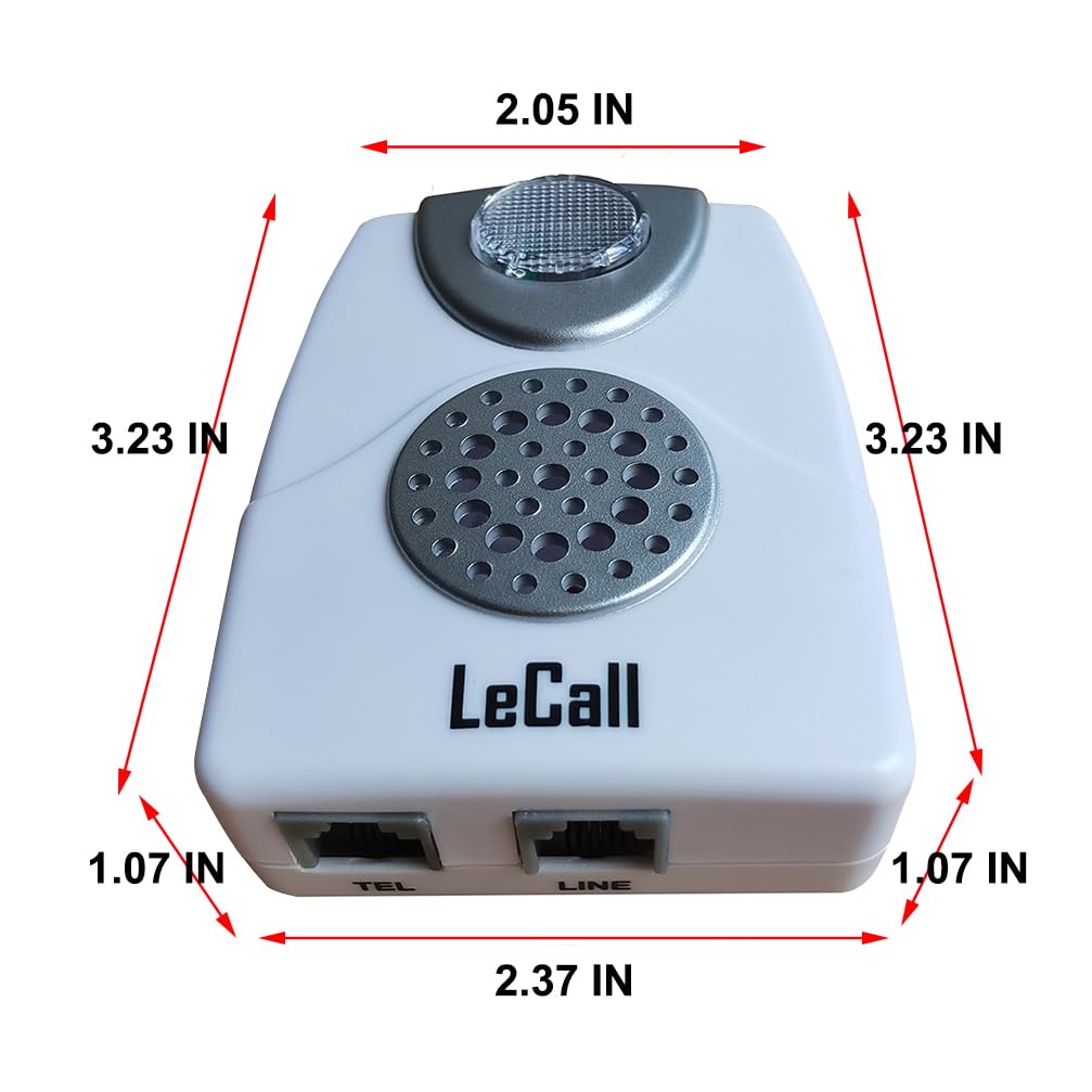 LeCall Telephone Ringer Amplifier/External Phone Ringer/Phone Ring Enhancer for Landlines, Adjustable Ringer Volume with Flash Light, TA002