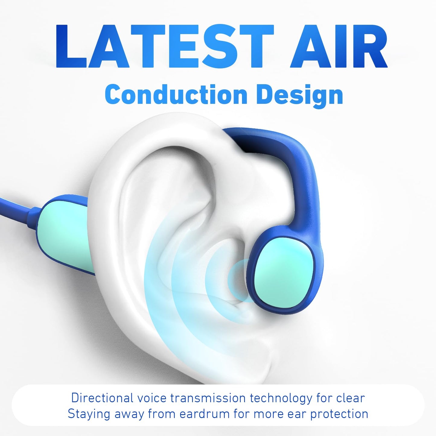 Mehomeli Kids Headphones, Bluetooth 5.2 Air Conduction Open Ear Headphones, 85dB Volume Limiting, Stereo Sound with Mic, IPX5 Waterproof, 20H