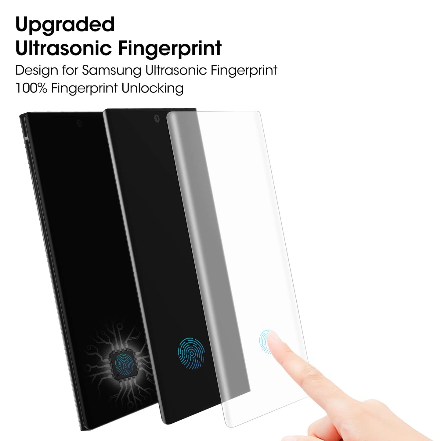 Ni-SHEN 3 Pack Galaxy S23 Ultra Screen Protector Tempered Glass 3D Curved Edge 100% Fingerprint Unlocking, Scratch & Impact Protection HD Clear