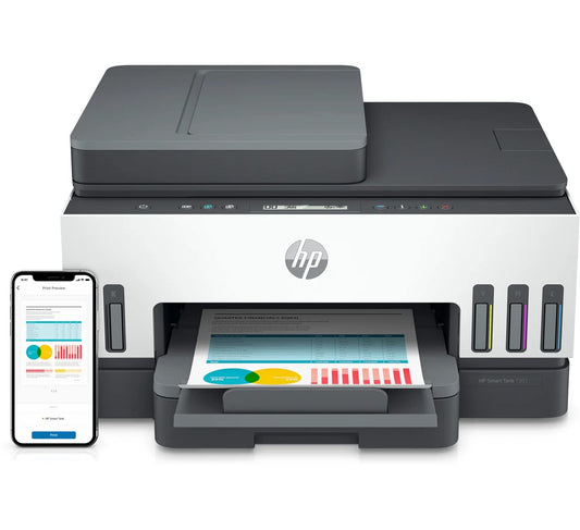 HP Smart -Tank 7301 Wireless All-in-One Cartridge-Free Ink Printer, Mobile Print, scan, Copy, Automatic Document Feeder - 28B70A (Renewed)
