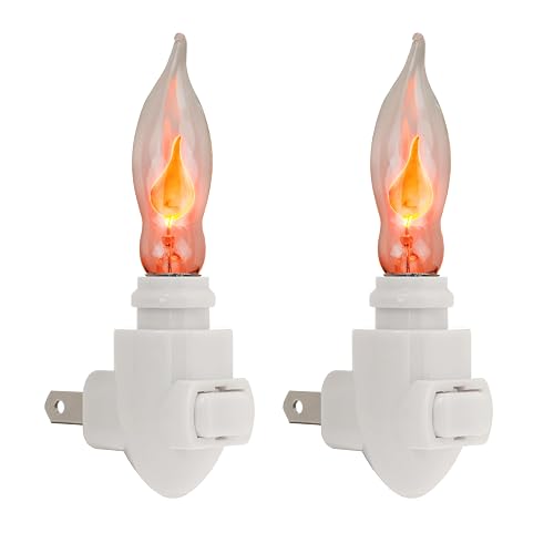 Creative Hobbies Pack of 2 - Plug in Night Light Modules White Plastic Include Flicker Night Light Bulbs, Great for Making Your Own Halloween Fall