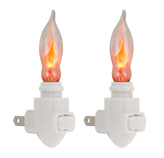 Creative Hobbies Pack of 2 - Plug in Night Light Modules White Plastic Include Flicker Night Light Bulbs, Great for Making Your Own Halloween Fall