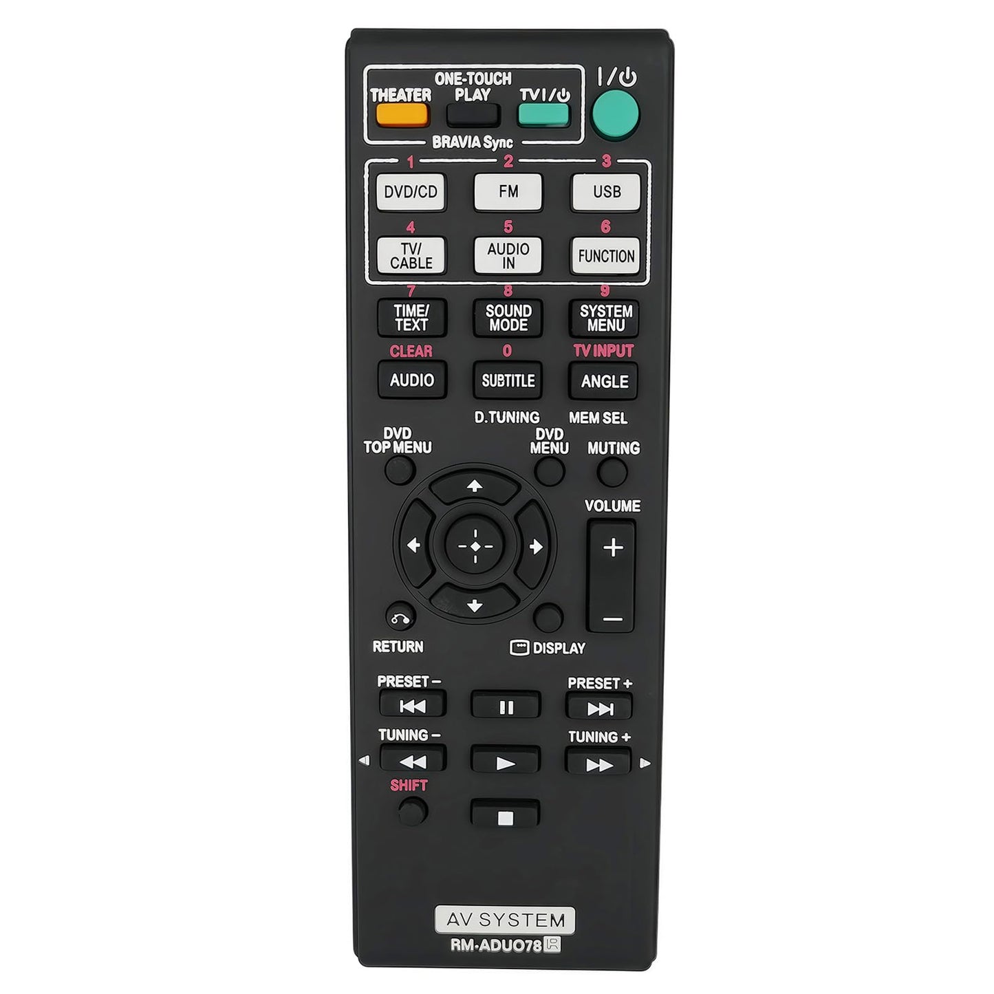 Replacement Remote Control Compatible for Sony DAV-DZ170 RM-ADU078 1-487-641-11 HCDDZ510 DAV-DZ175 HBDDZ171 AV Audio/Video Receiver Home Theater