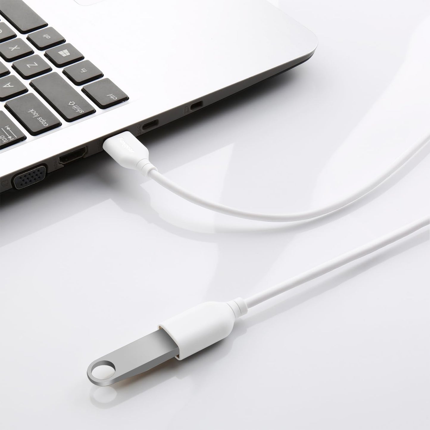 Fasgear 2 Pack 10ft+10ft USB Extension Cable - Bright White USB Extender Cord USB 2.0 Data Transfer Male to Female Extension Cord with USB Ports