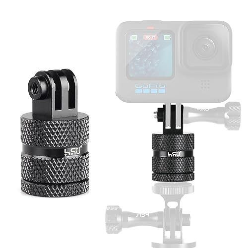 HSU Aluminum 1/4 inch 20 Camera Mount, 360 Degree Rotation Tripod Adapter Fits GoPro Hero, DJI Osmo Action Camera Insta360 Ace Pro AKASO Campark