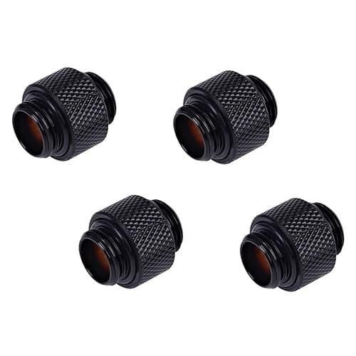 Alphacool 4-Pack G1/4" Male to Male Extender Fittings, 10mm, Deep Black, High Flow, Desktop Compatible