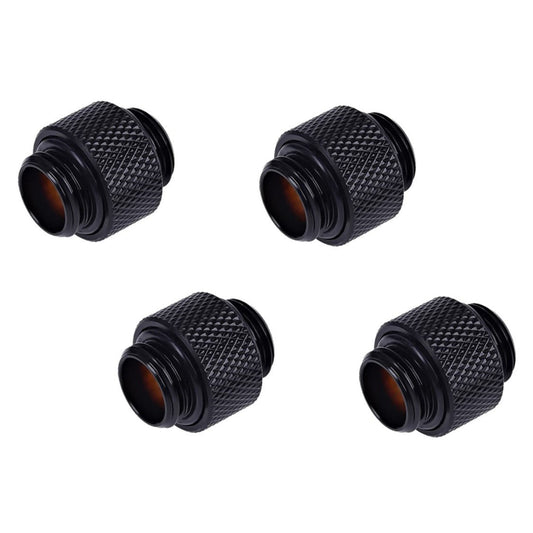Alphacool 4-Pack G1/4" Male to Male Extender Fittings, 10mm, Deep Black, High Flow, Desktop Compatible