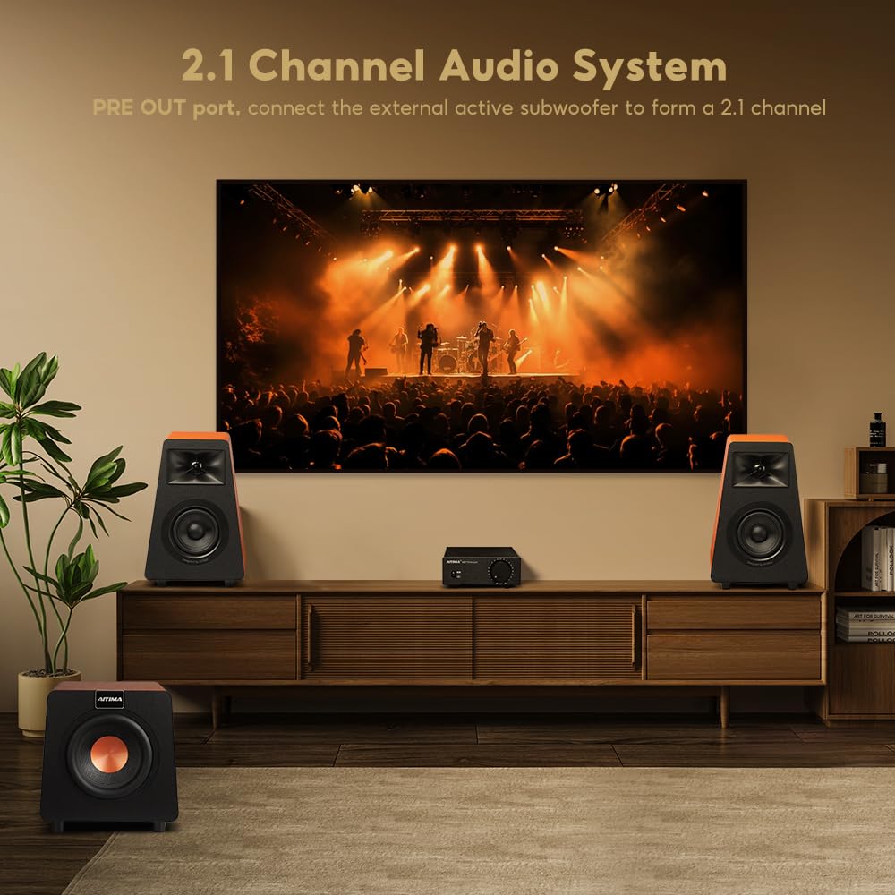 AIYIMA A07 Premium TPA3255 Power Amplifier 300Wx2 HiFi Class D Amp Mini 2 Channel Stereo Amplifier with Pre-Out for Desktop Bookshelf Speaker Home
