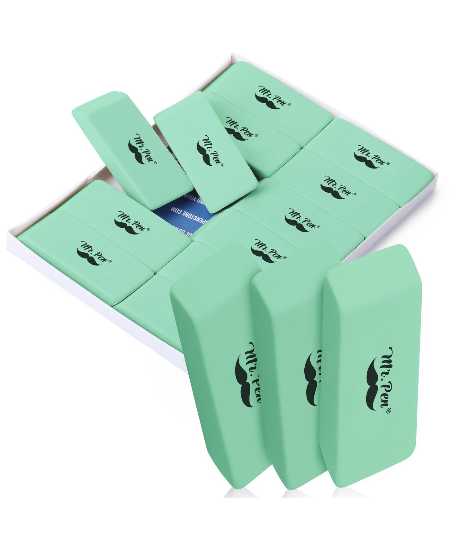 Mr. Pen- Pencil Eraser, 12 Pack, Green