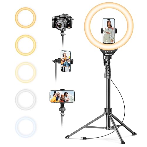 UBeesize 12'' LED Ring Light with 62'' Tripod Stand, Selfie Ring Light for Video Recording, Live Streaming, TikTok & YouTube, Compatible with iPhone &