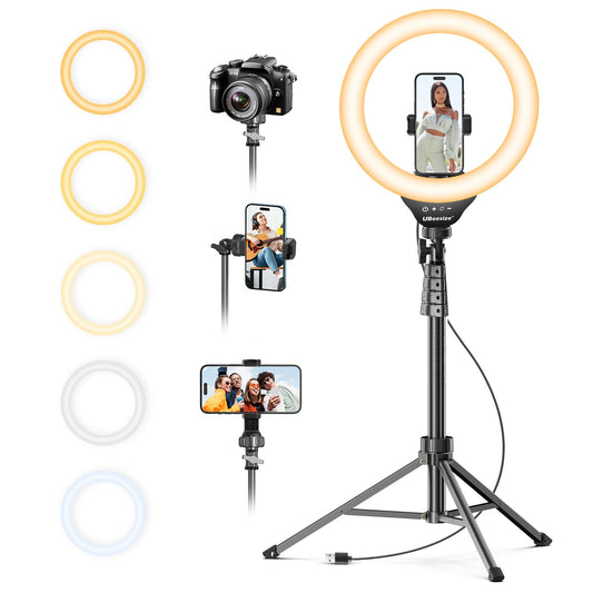 UBeesize 12'' LED Ring Light with 62'' Tripod Stand, Selfie Ring Light for Video Recording, Live Streaming, TikTok & YouTube, Compatible with iPhone &