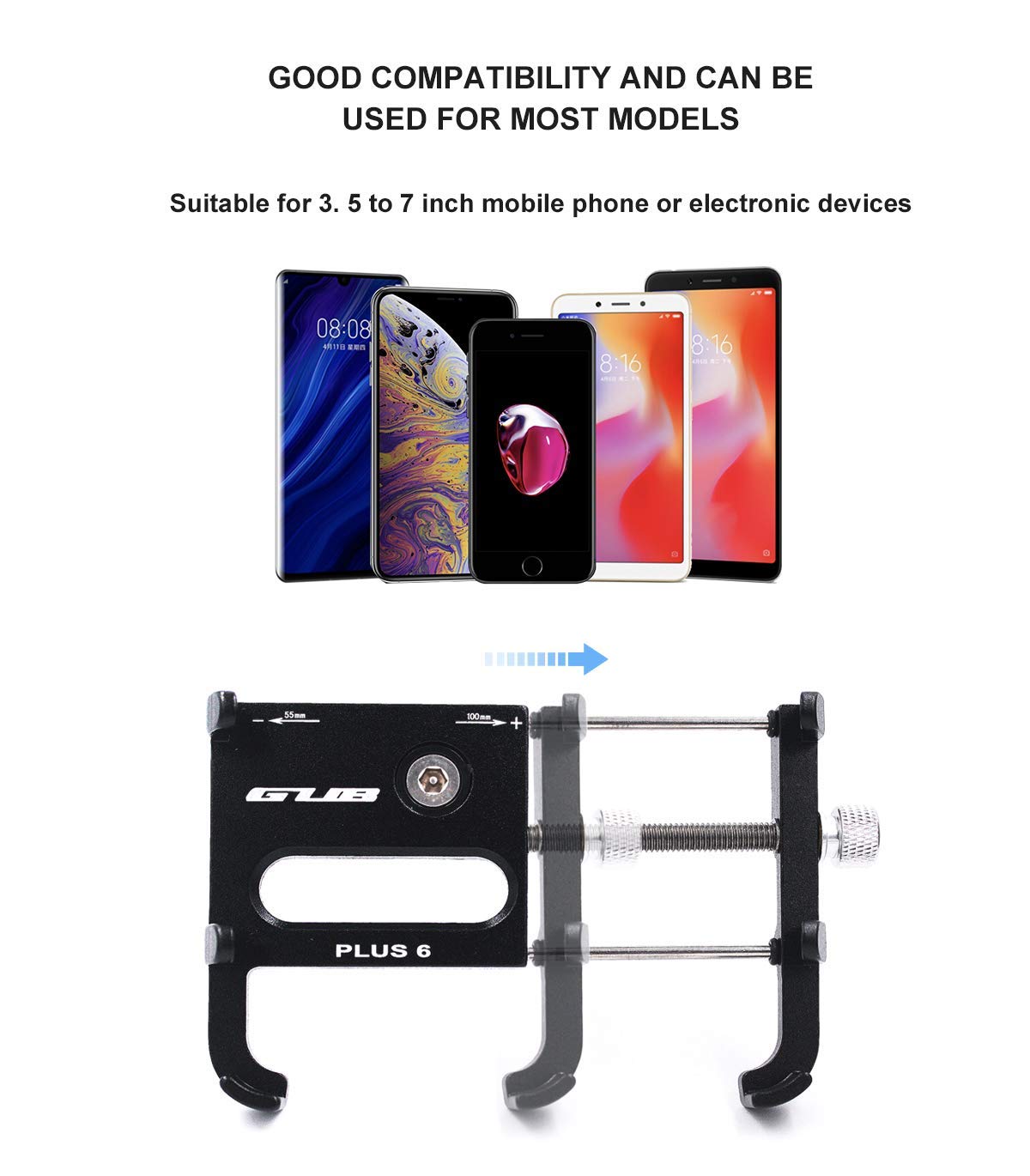 GUB Bike Phone Mount Holder, Aluminum Motorcycle Phone Holder Mount with 360° Rotation for iPhone 16 17 15 14 Pro Max Mini X XR Xs Plus, Samsung S25