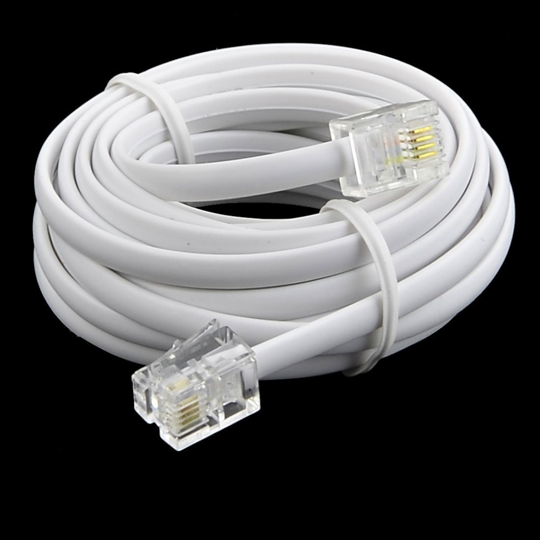 Uxcell Telephone Male to Male RJ11 Plug Adapter Cable, 10 Foot Long for Landline Telephone, White