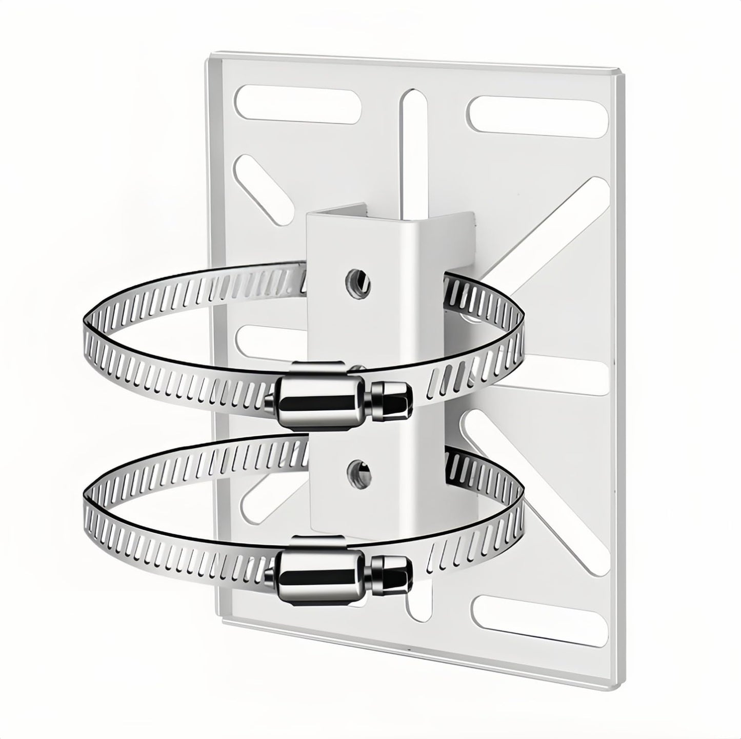 FINXRoll 4.92"x4.02" Universal CCTV Camera Mount Adapter with Hose Clamps, Pole/Pipe Mounting Plate for Security Cameras