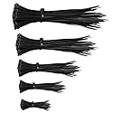 Zip Ties,ON THE WAY 500 Packs Djustable Durable Self Locking 4+6+8+10+12-Inch Width 0.16inch Assorted Size Wire Ties Ultra Strong Durable Nylon Cable