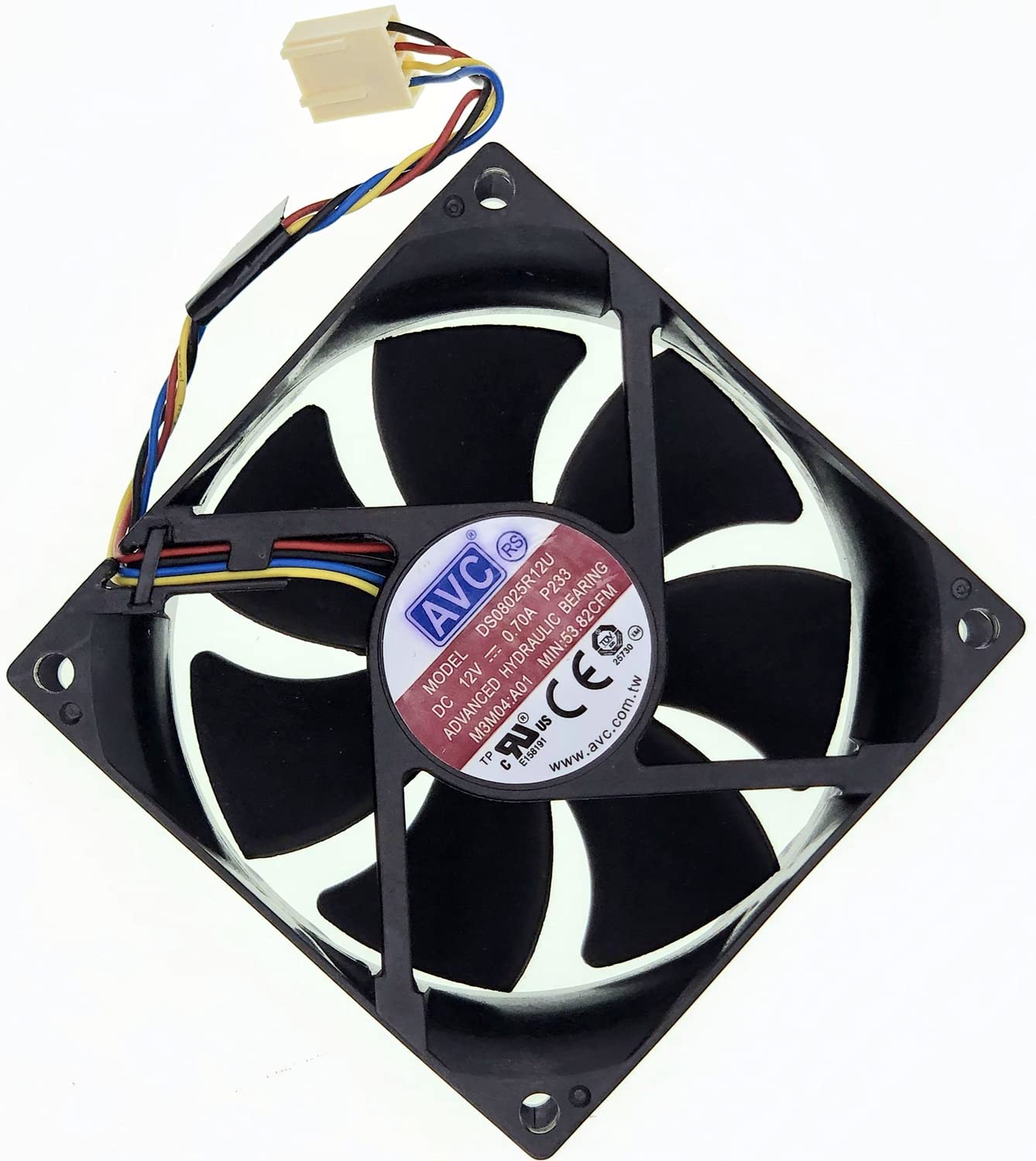 for AVC DS08025R12U 8025 CPU Case Fan 4-Wire/4-pin 64CFM DC12V 0.70A Compatible with Dell TJ5T2XPS 8100 Inspiron 580 580s