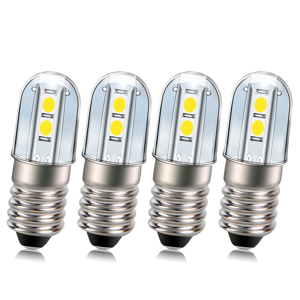 Ruiandsion E10 LED Bulb White 120V AC Screw Base 3030 4SMD Chips LED Replacement Bulb Upgrade for Candles Lights Home Bedroom Office Decor Lights