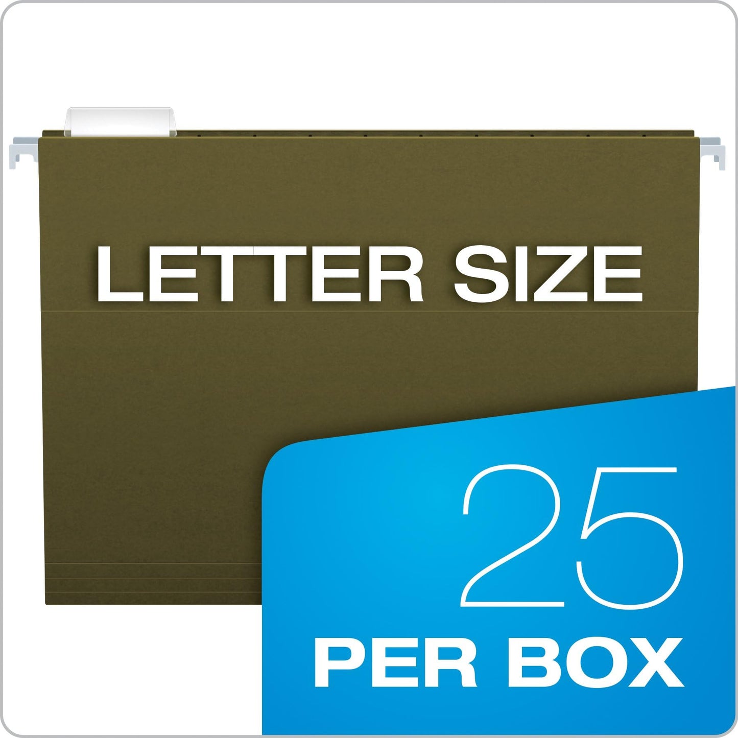Pendaflex Recycled Hanging File Folders, 25 Pack, Green, Letter Size (8.5" x 11"), 5 Tab Positions, Includes Tabs and Inserts, Eco-Friendly Hanging