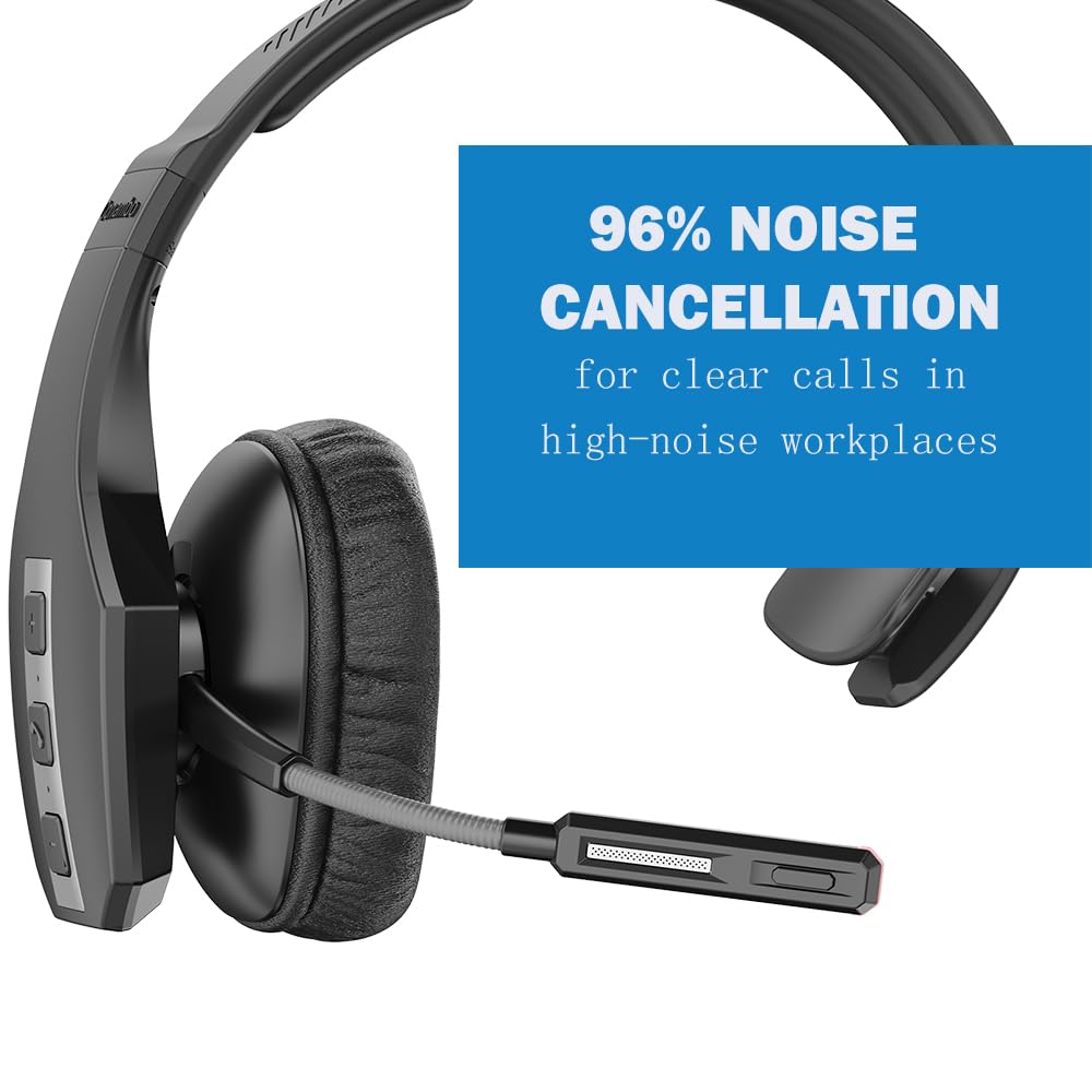Conambo Trucker Bluetooth Headset with CVC8.0 Three Microphone Noise Cancelling 35Hrs HD Talktime Wireless Handsfree Headset with Mute Button