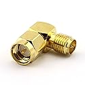 DGZZI 2-Pack RF Coaxial Right Angle Adapter SMA Coax Jack Connector SMA Male to RP SMA Female