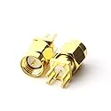 Maxmoral 5PCS SMA Male PCB Panel Edge Mount Plug with 4 Pins Stand Straight Connector RF Coax Coaxial Adapter