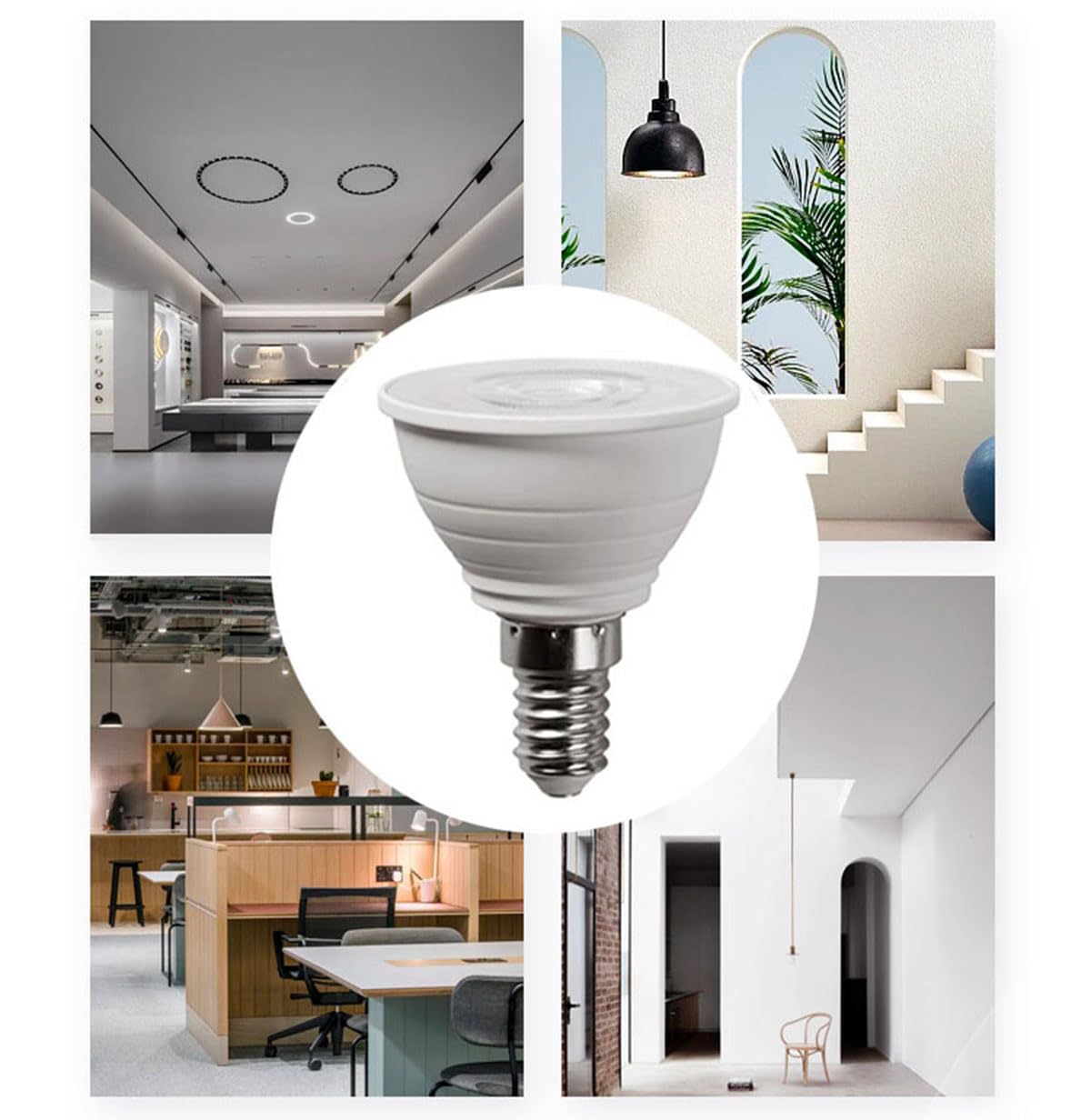 PAR16 E12 LED Bulb 5W Dimmable, 4-PACK Chandelier Short Neck Recessed Spotlight Light Bulb,500LM 50W Equivalent,No Flicker Mini Short Light Bulbs