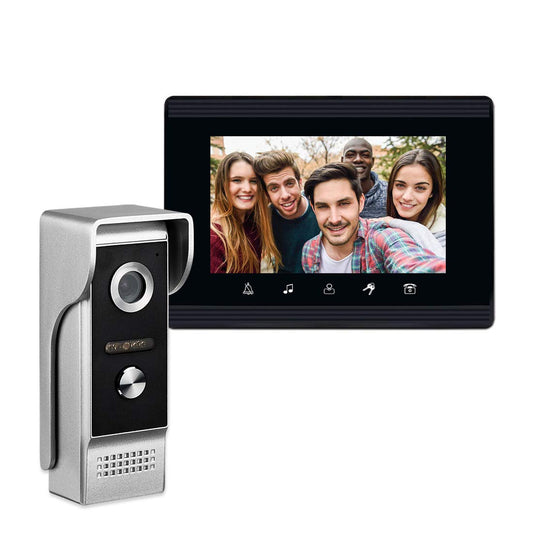 AMOCAM Video Intercom System, 7 Inches Monitor Wired Video Door Phone Doorbell Kits, Indoor Outdoor IR Camera Support Unlock, Monitoring, Dual-Way
