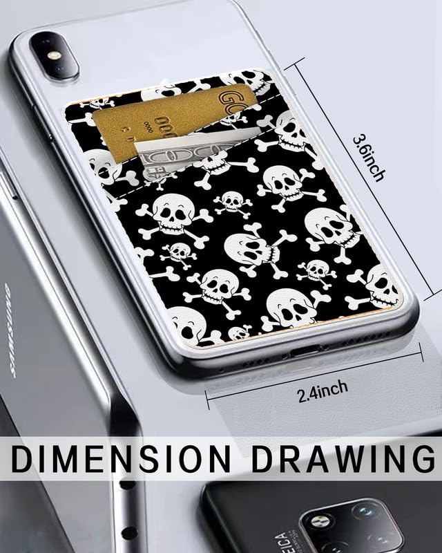 UJHMNO Phone Card Holder, Dual Pocket Leather Phone Wallet for Women and Men, 3M Adhesive Sticker on, Credit Card Holder for Phone Case Compatible