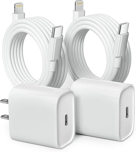 20W PD USB C Fast Charging Block for iPhone, 2 Pack Type C Wall Charger Block with 6FT USB C to Lightning Cable Compatible for iPhone 14/14 Pro…