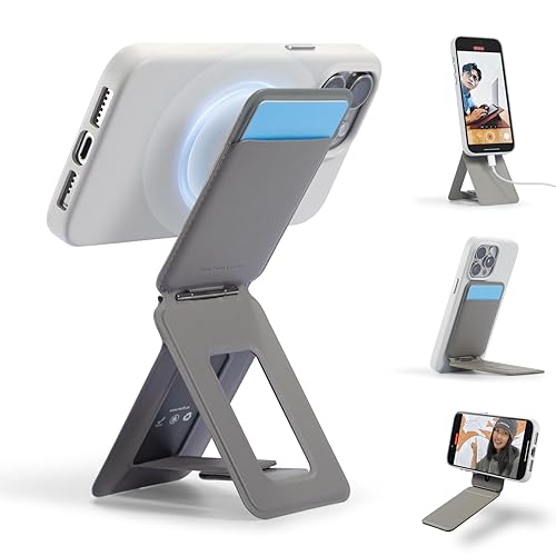 MOFT Phone Tripod Wallet for iPhone, Mulit-Angles, Lightweight & Portable Phone Stand, MOVAS Vegan Leather Magnetic Wallet, Strong Magnets, NFC Card