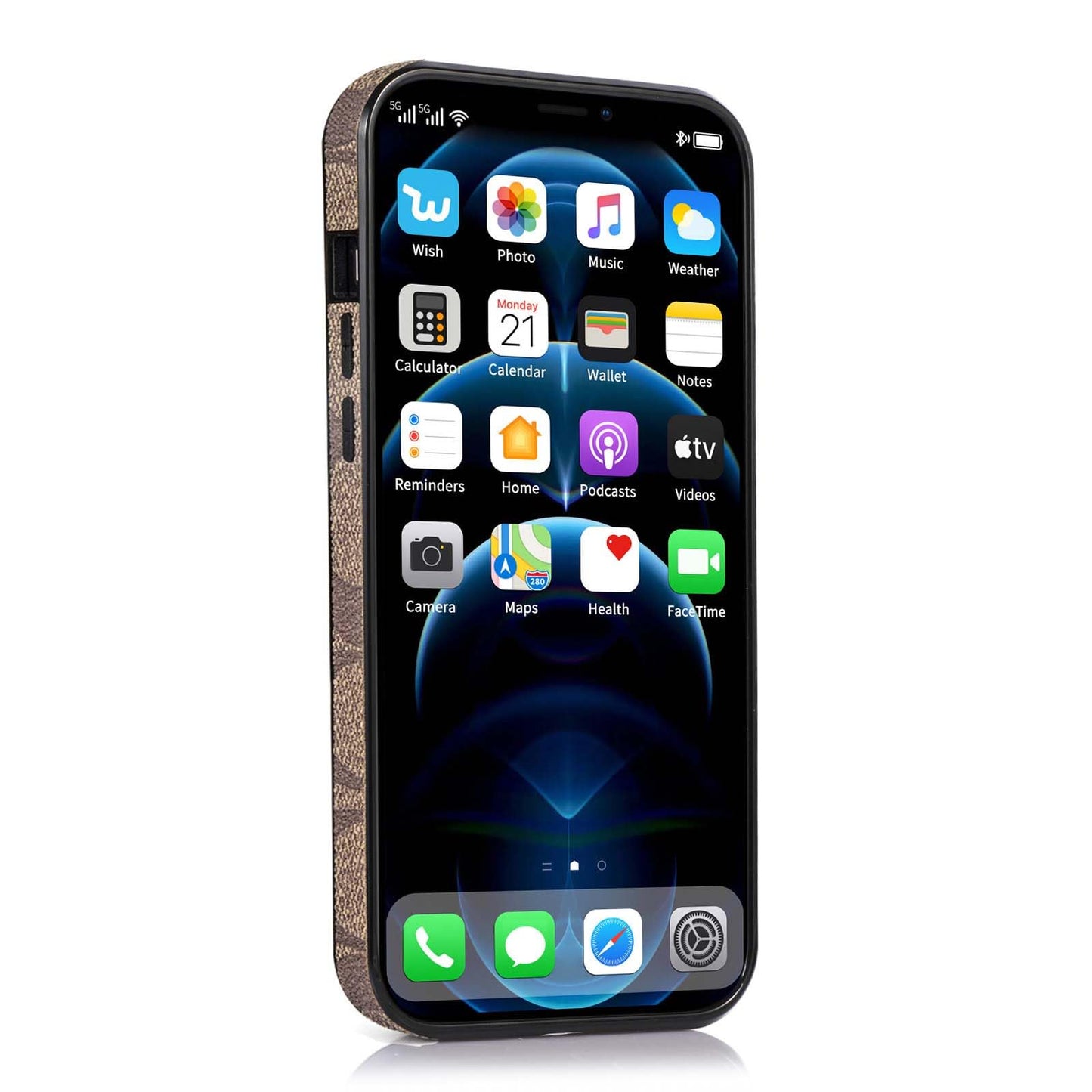 Semaudh for iPhone 16 Pro Max Case with Camera Lens Protector, Logo View, Luxury Designer Classical Leather Full Protection Shockproof Anti-Scratch