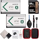 Sony NP-BX1 Lithium-Ion X Type Battery, Silver (2-Pack) Bundle with Lexar Professional 633x 64GB UHS-1 Class 10 SDXC Memory Card and Deco Photo