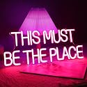 Britrio This Must Be The Place Neon Sign for Bedroom Wall Decor Light Up Word Neon Light Sign Home Pub Club Cafe Shop Bar Hotel Salon Window Party