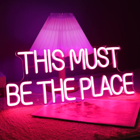 Britrio This Must Be The Place Neon Sign for Bedroom Wall Decor Light Up Word Neon Light Sign Home Pub Club Cafe Shop Bar Hotel Salon Window Party