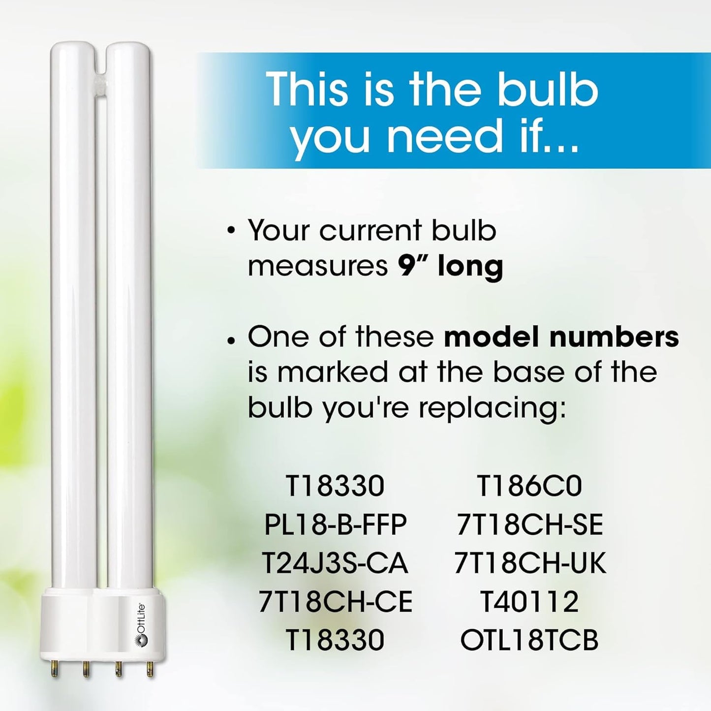OttLite T18330 18w Daylight CFL Replacement Tube Bulb, Bulb Type B, Pack of 1