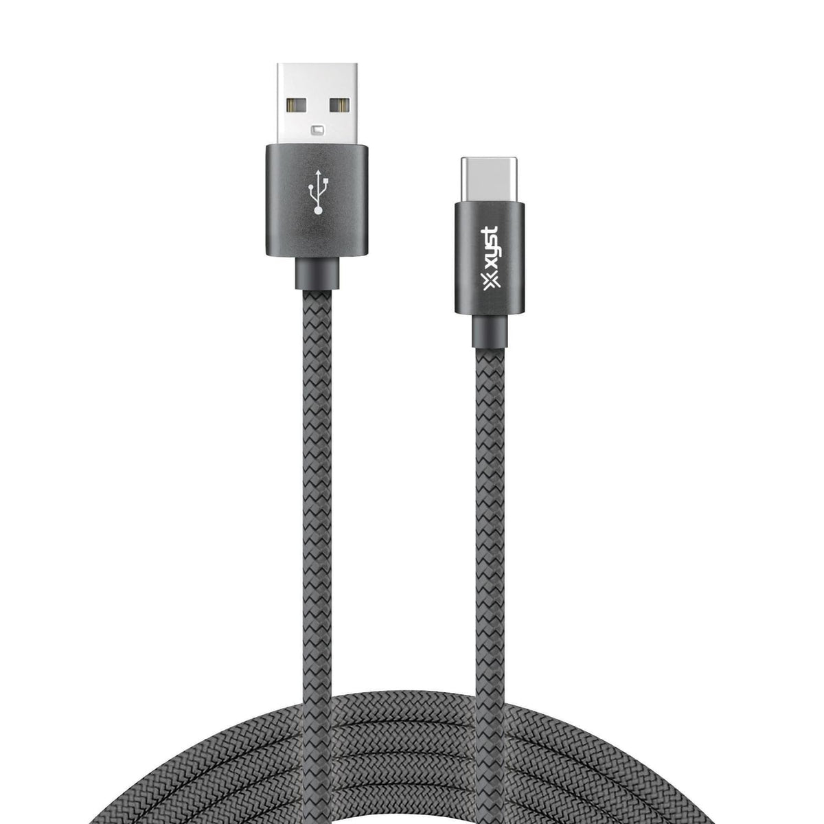 XYST XYS-TC10204B Charge and Sync USB to USB-C Braided Cable, 10 Ft. (Black)