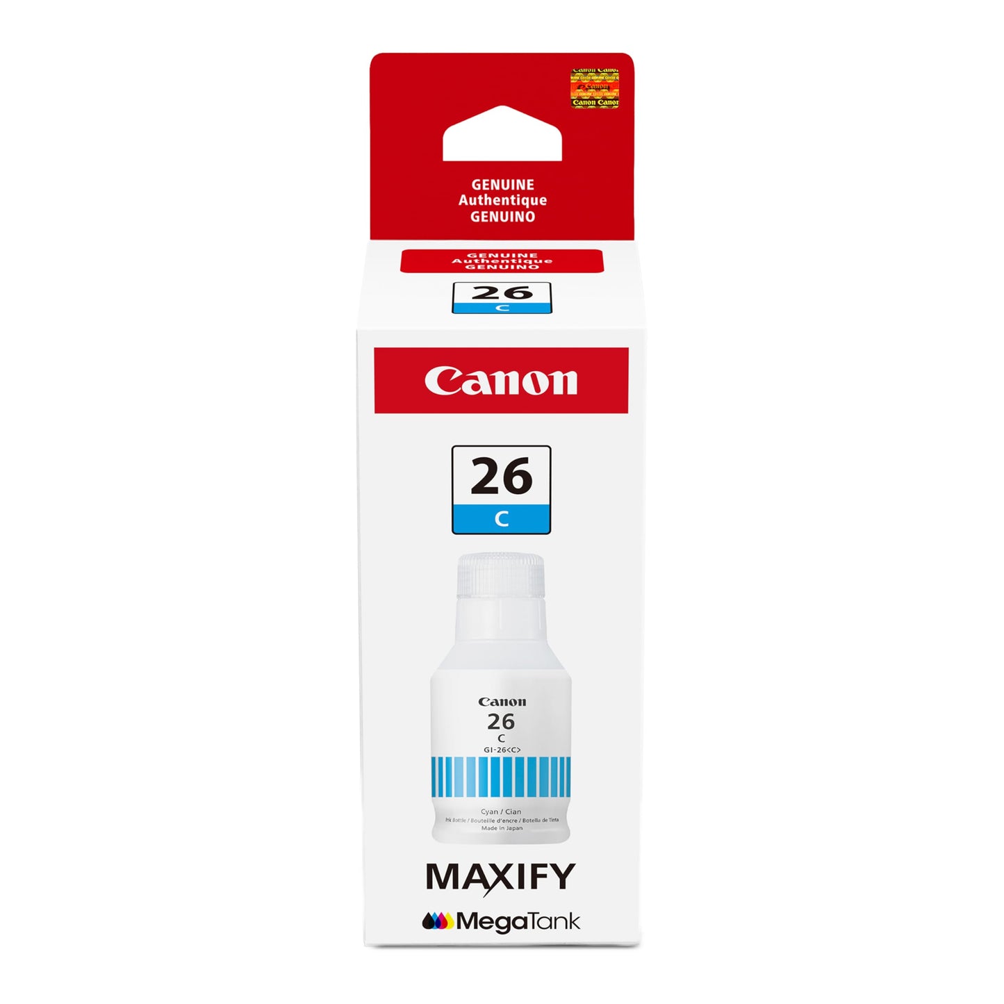 Canon GI-26 Genuine Pigment Cyan Ink Bottle, Compatible with MegaTank GX7120, GX6120, GX5120, GX6020, GX7020, GX6021, GX7021, GX5020, GX4020,