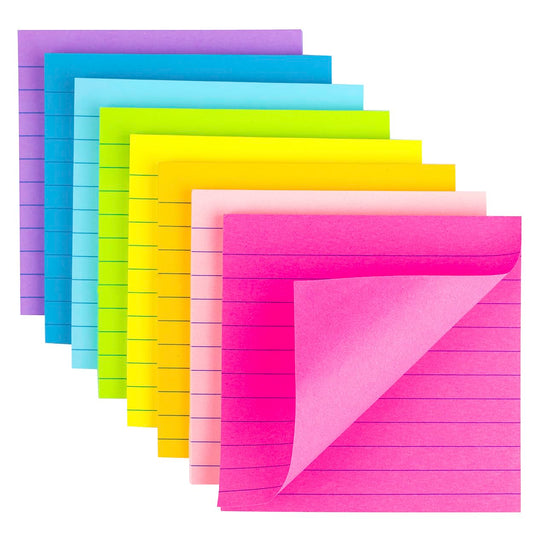 (8 Pack) Lined Sticky Notes 4x4 Bright Stickies