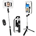 Foldable Selfie Light with Stand,54" Extendable Phone Holder Selfie Stick with Dimmable LED Lights and Remote,Ring Light Tripod for Video